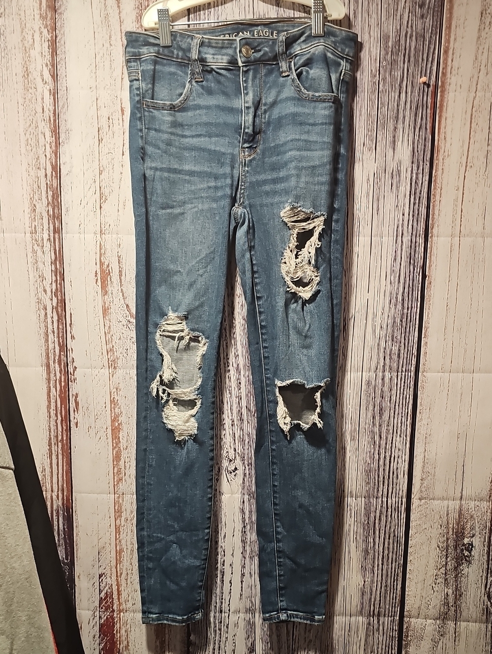 American Eagle Outfitters Distressed Light Blue Skinny Jeans - Women's